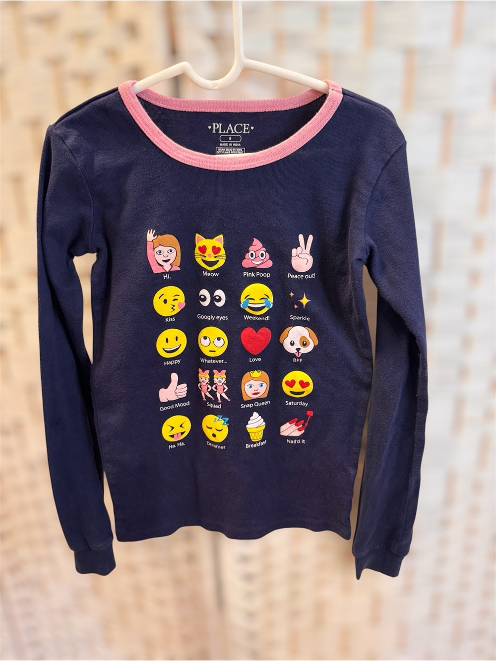 The Children's Place Navy Long-Sleeve Emoji Tee with Pink Trim